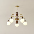Lustra Suspension Lampe Globe en Noyer et Laiton Vintage - Neutralighting