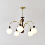 Lustra Suspension Lampe Globe en Noyer et Laiton Vintage - Neutralighting