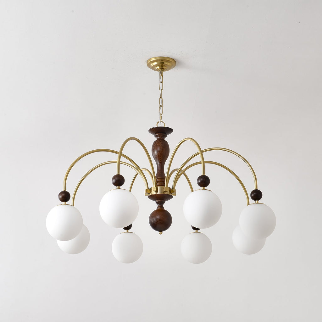 Lustra Suspension Lampe Globe en Noyer et Laiton Vintage - Neutralighting