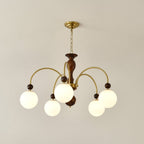 Lustra Suspension Lampe Globe en Noyer et Laiton Vintage - Neutralighting