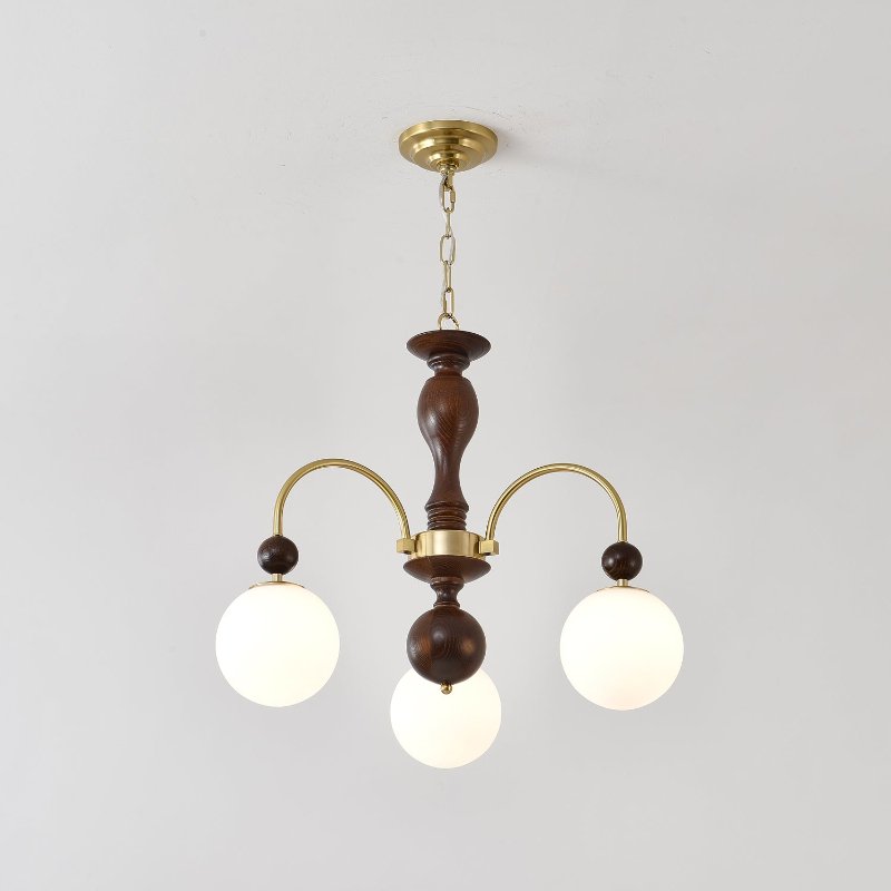 Lustra Suspension Lampe Globe en Noyer et Laiton Vintage - Neutralighting