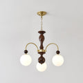 Lustra Suspension Lampe Globe en Noyer et Laiton Vintage - Neutralighting