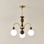 Lustra Suspension Lampe Globe en Noyer et Laiton Vintage - Neutralighting