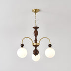 Lustra Suspension Lampe Globe en Noyer et Laiton Vintage - Neutralighting