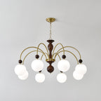 Lustra Suspension Lampe Globe en Noyer et Laiton Vintage - Neutralighting