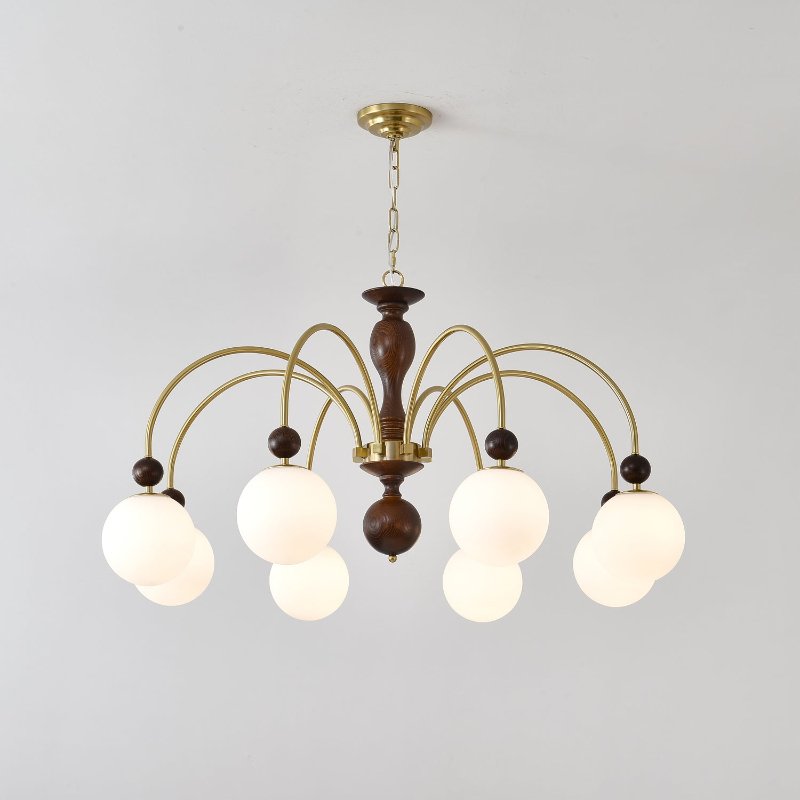 Lustra Suspension Lampe Globe en Noyer et Laiton Vintage - Neutralighting