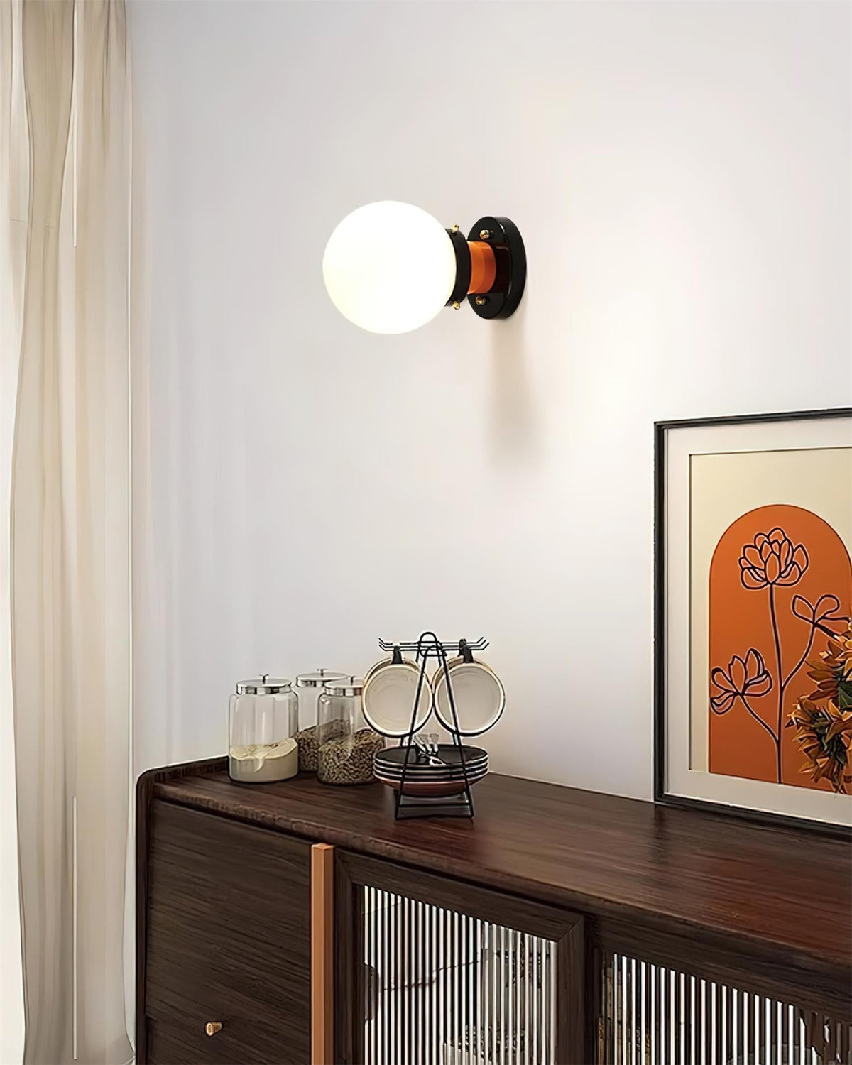 Aria Lumière de Plafond en verre Sphérique Orange et Noir - Neutralighting