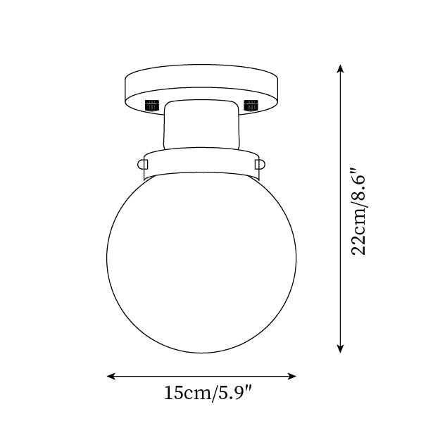 Aria Lumière de Plafond en verre Sphérique Orange et Noir - Neutralighting