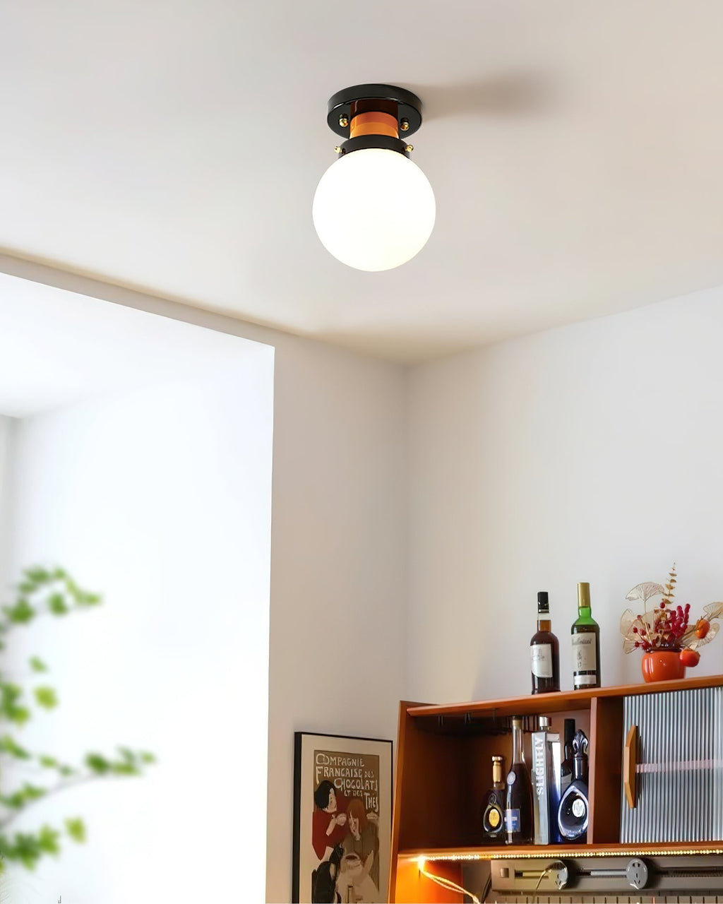Aria Lumière de Plafond en verre Sphérique Orange et Noir - Neutralighting