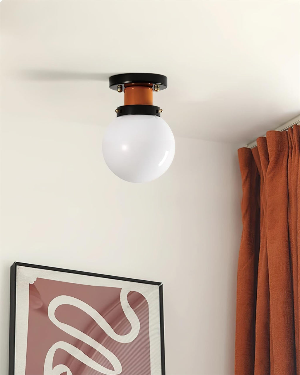 Aria Lumière de Plafond en verre Sphérique Orange et Noir - Neutralighting