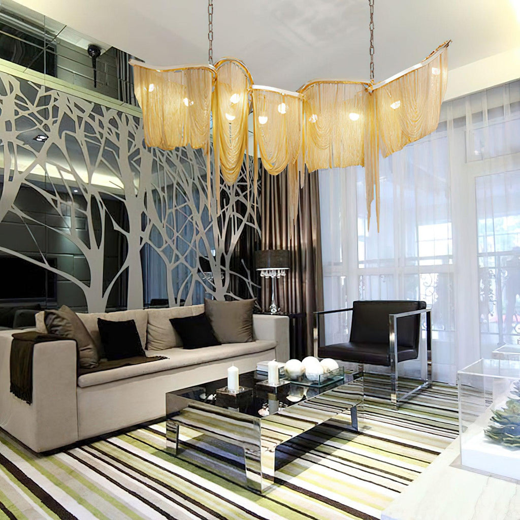 Solara Chandelier Franges Dorées - Neutralighting