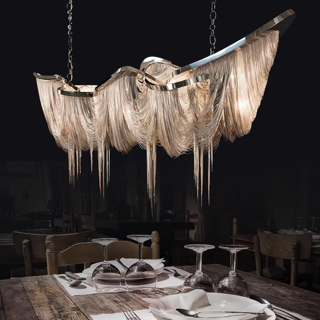 Solara Chandelier Franges Dorées - Neutralighting