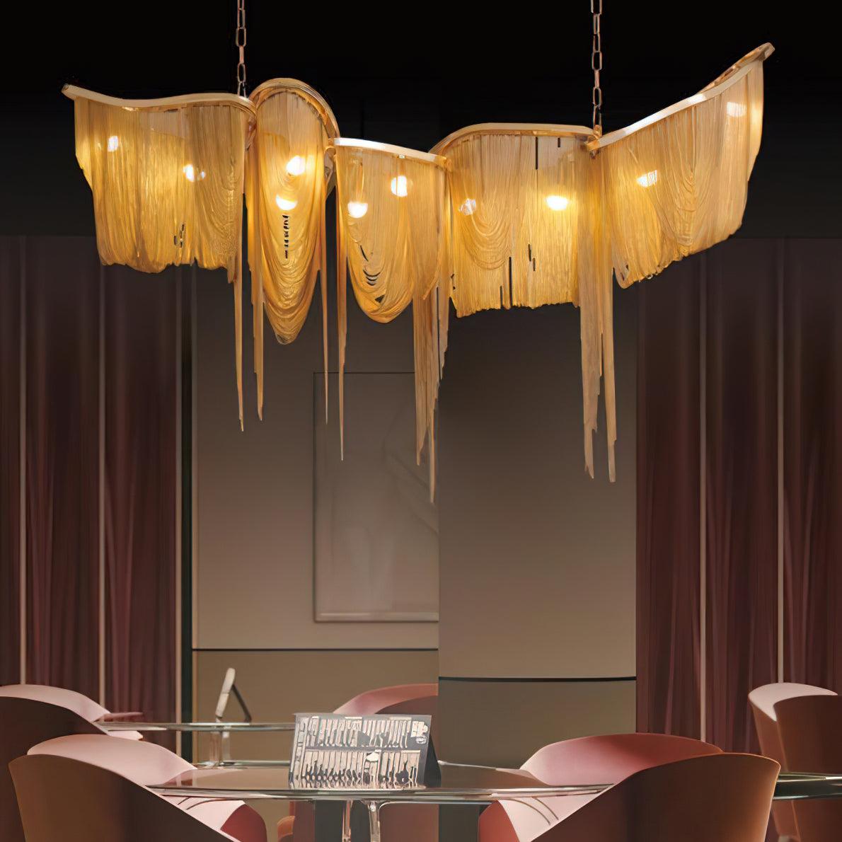 Solara Chandelier Franges Dorées - Neutralighting