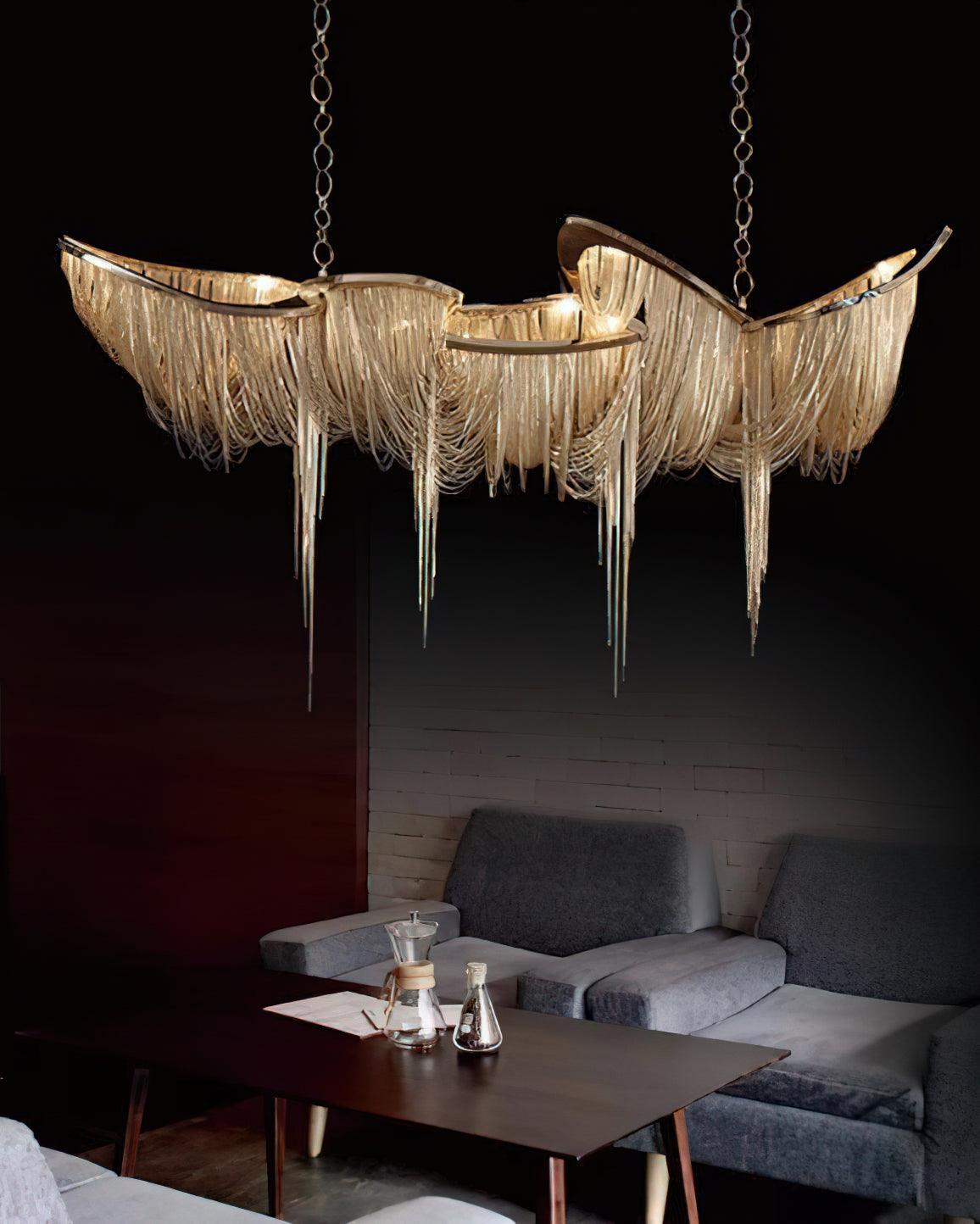 Solara Chandelier Franges Dorées - Neutralighting