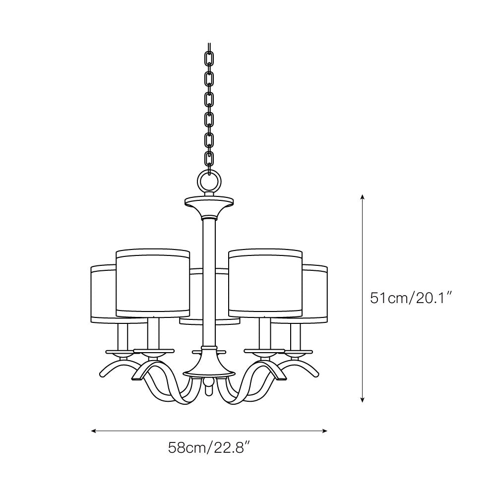 Vatnuvys Chandelier Métal Laiton Tissu Traditionnel Premium - Neutralighting
