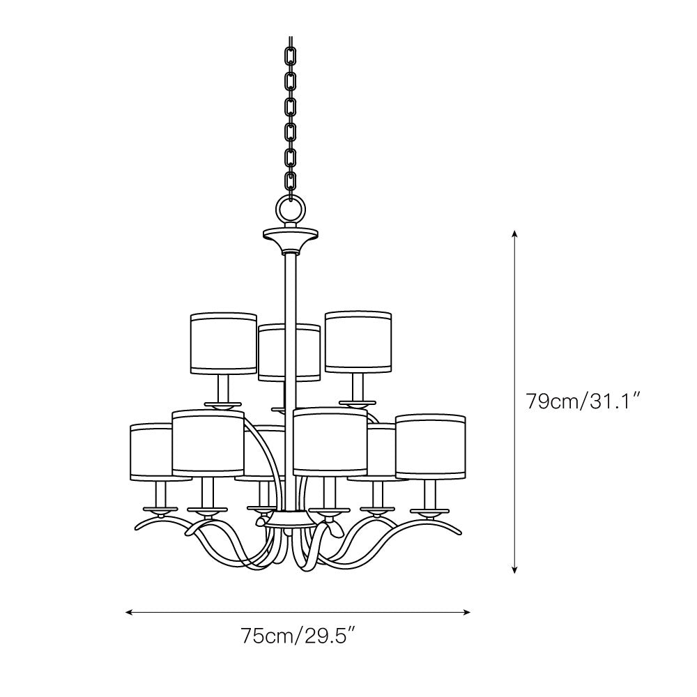 Vatnuvys Chandelier Métal Laiton Tissu Traditionnel Premium - Neutralighting