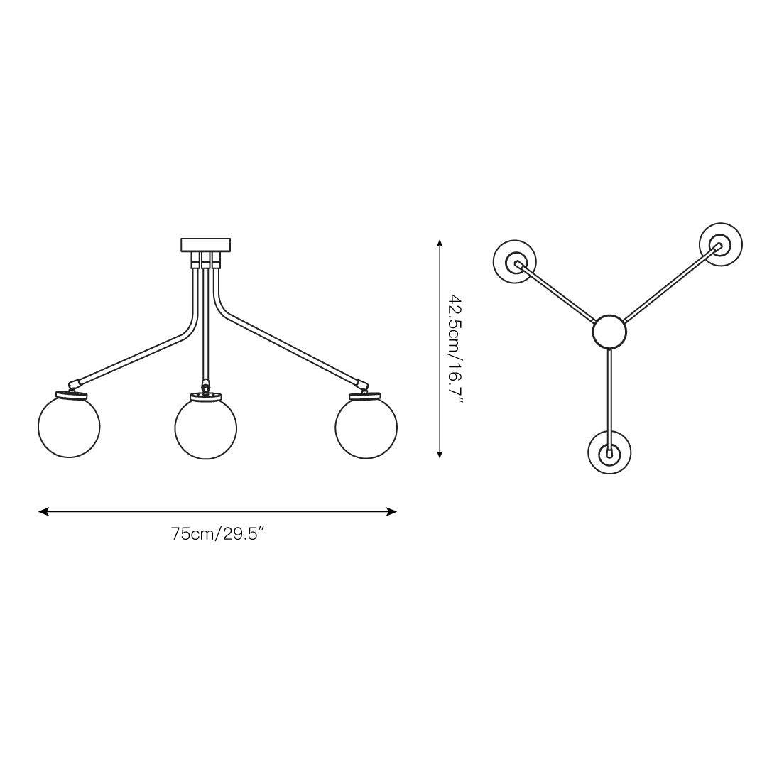 Vatnuvyo Moderne Minimaliste Laiton Métal Verre Plafonnier - Neutralighting