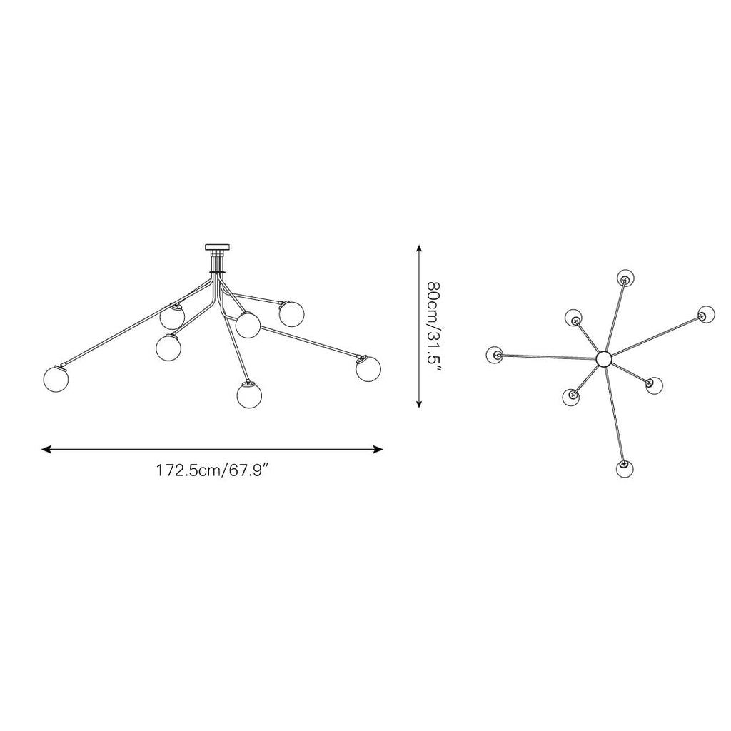 Vatnuvyo Moderne Minimaliste Laiton Métal Verre Plafonnier - Neutralighting