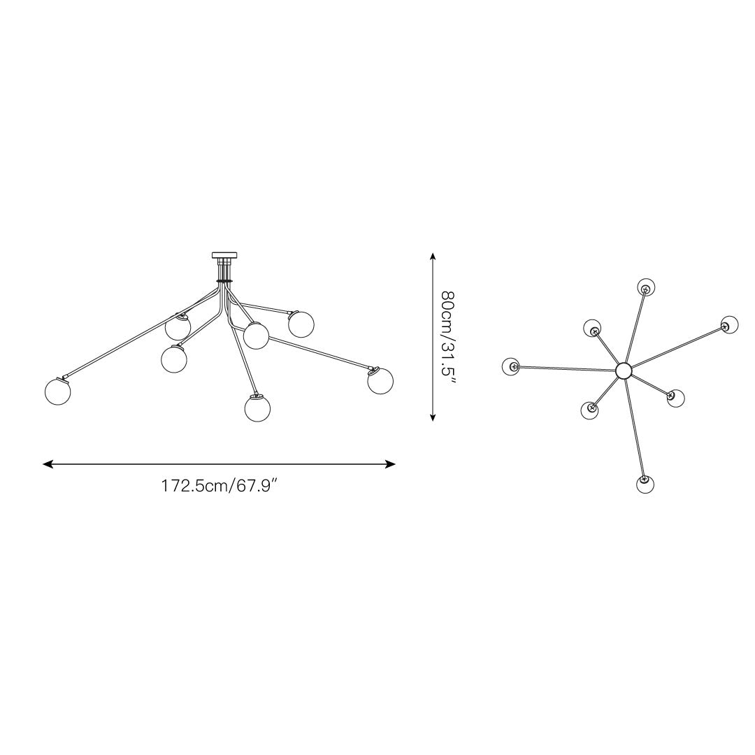 Vatnuvyo Moderne Minimaliste Laiton Métal Verre Plafonnier - Neutralighting