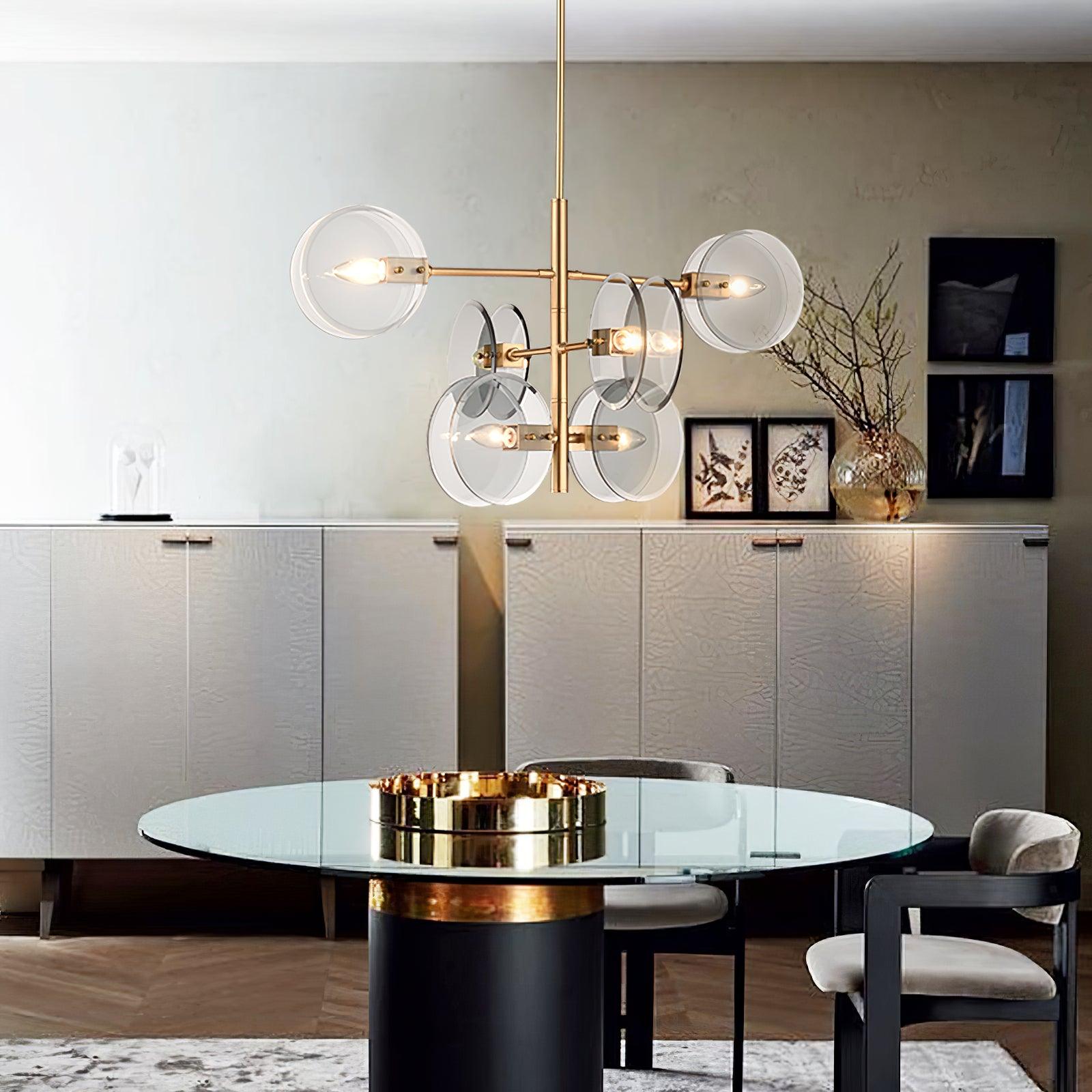 Aurora Chandelier en Verre Fumé Rond Superposé - Neutralighting