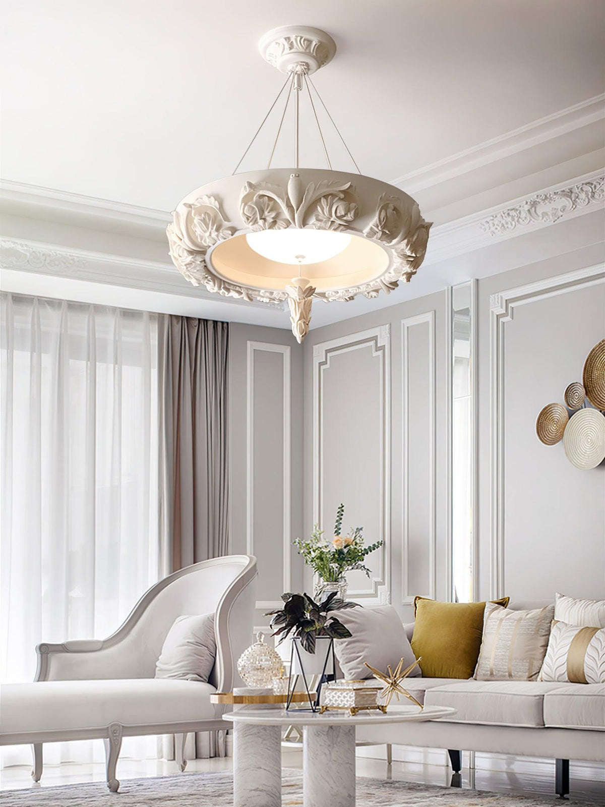 Rococo Chandelier Suspension en Plâtre - Neutralighting