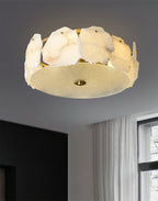 Zoruvys Sophistiqué Disque Plat Albâtre Verre Plafonnier - Neutralighting