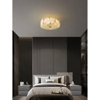 Zoruvys Sophistiqué Disque Plat Albâtre Verre Plafonnier - Neutralighting