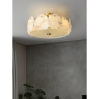 Zoruvys Sophistiqué Disque Plat Albâtre Verre Plafonnier - Neutralighting