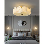 Zoruvys Sophistiqué Disque Plat Albâtre Verre Plafonnier - Neutralighting
