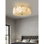 Zoruvys Sophistiqué Disque Plat Albâtre Verre Plafonnier - Neutralighting