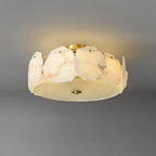 Zoruvys Sophistiqué Disque Plat Albâtre Verre Plafonnier - Neutralighting