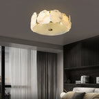 Zoruvys Sophistiqué Disque Plat Albâtre Verre Plafonnier - Neutralighting