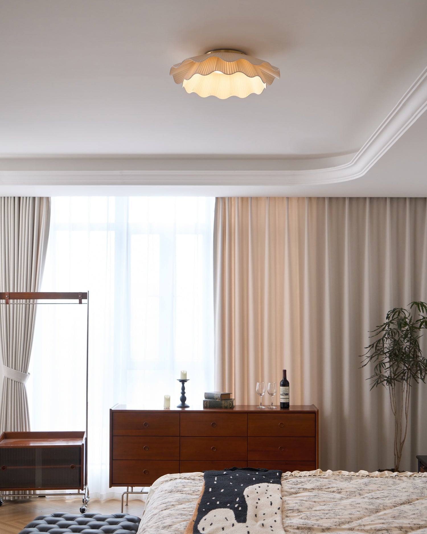 Mylirira Plafonnier en Laiton Tissu Vague Élégance Premium - Neutralighting