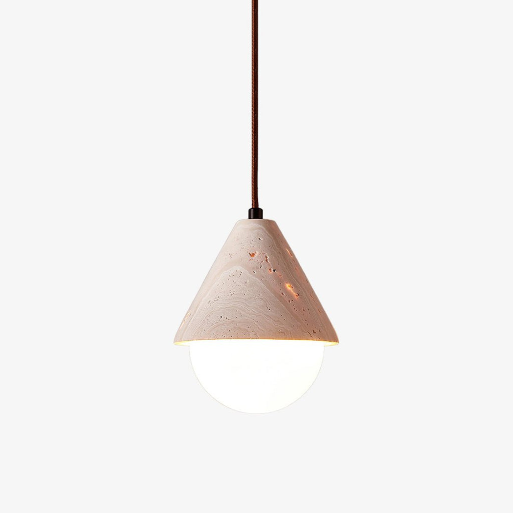 Cevynisra Suspension en Travertin Forme de Cône et Hémisphère - Neutralighting
