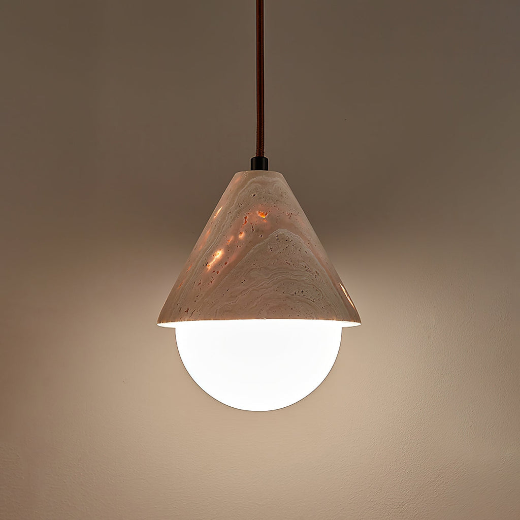Cevynisra Suspension en Travertin Forme de Cône et Hémisphère - Neutralighting