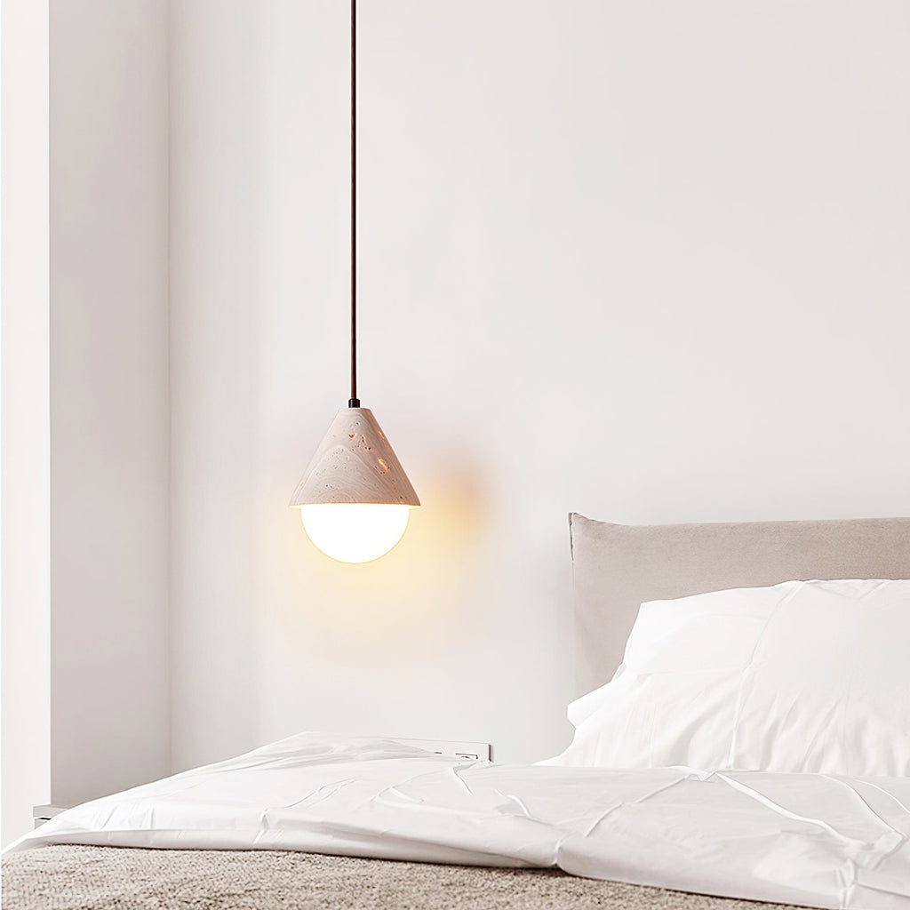 Cevynisra Suspension en Travertin Forme de Cône et Hémisphère - Neutralighting