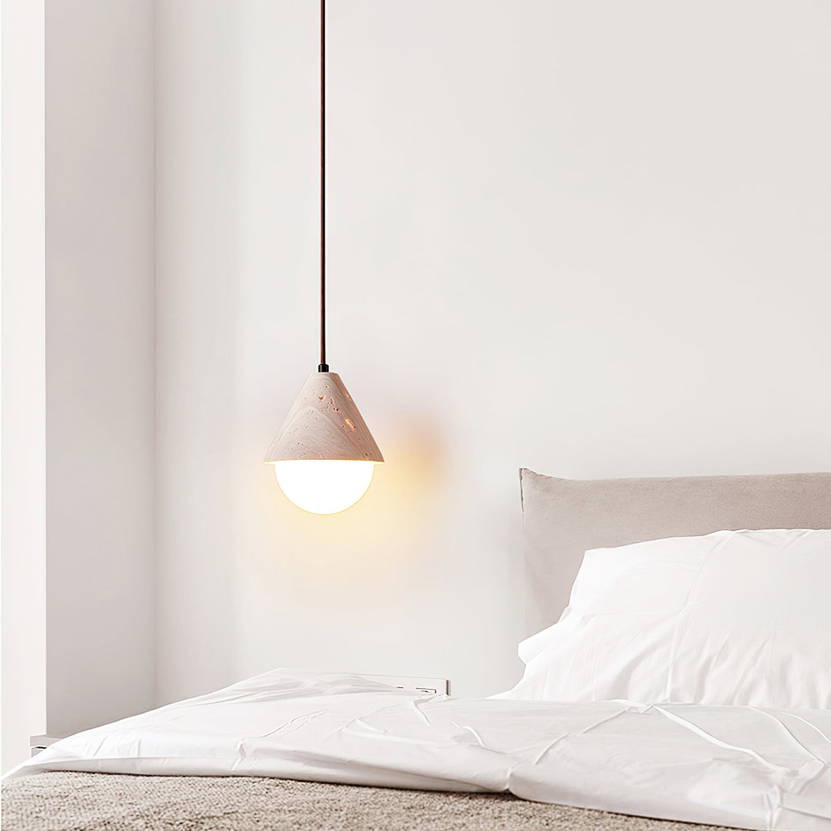 Cevynisra Suspension en Travertin Forme de Cône et Hémisphère - Neutralighting