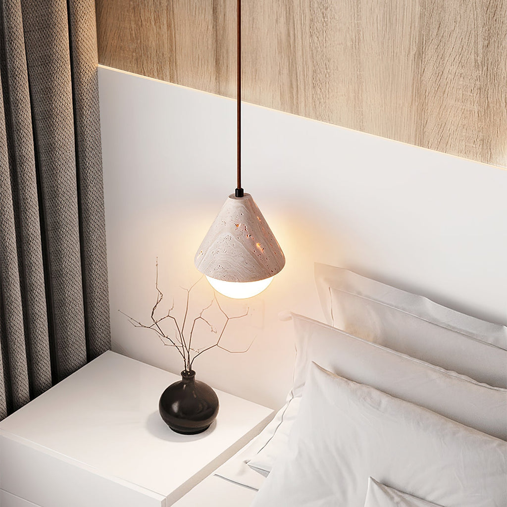 Cevynisra Suspension en Travertin Forme de Cône et Hémisphère - Neutralighting