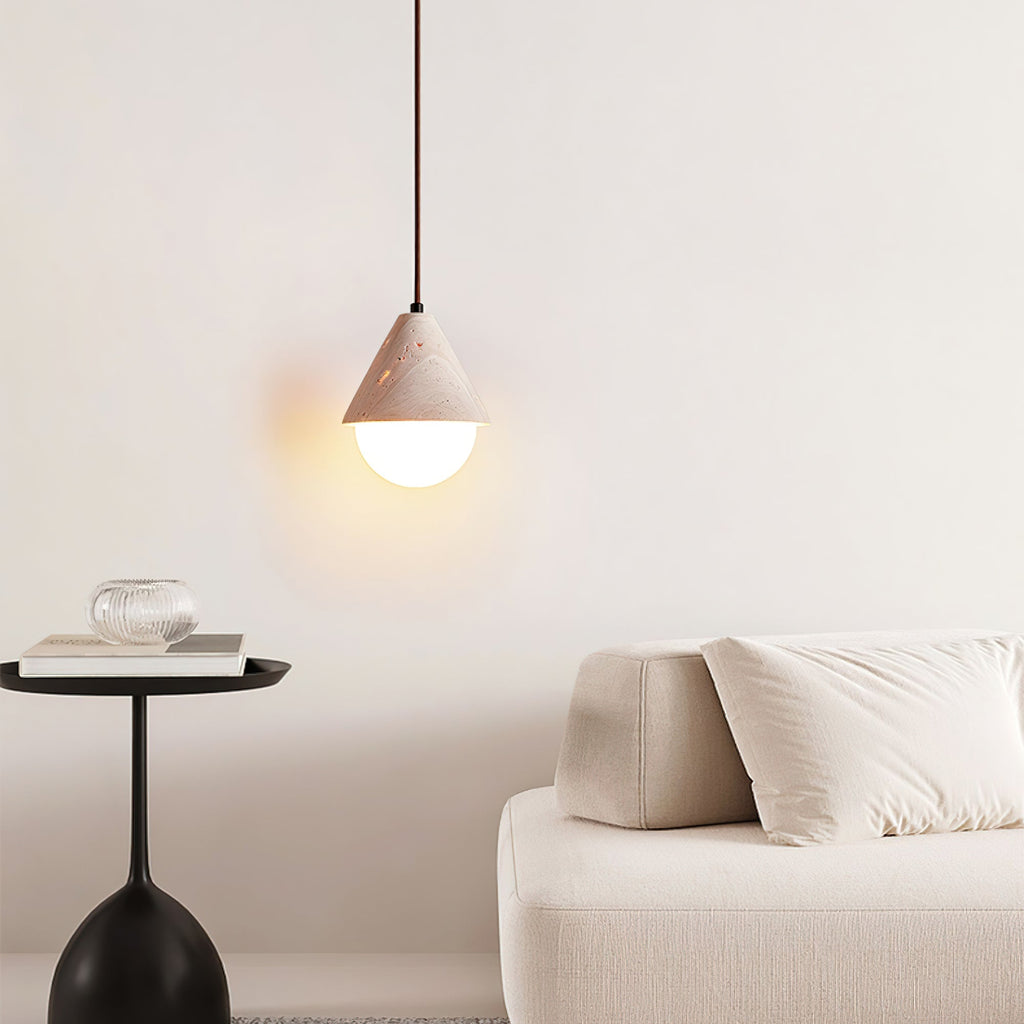 Cevynisra Suspension en Travertin Forme de Cône et Hémisphère - Neutralighting