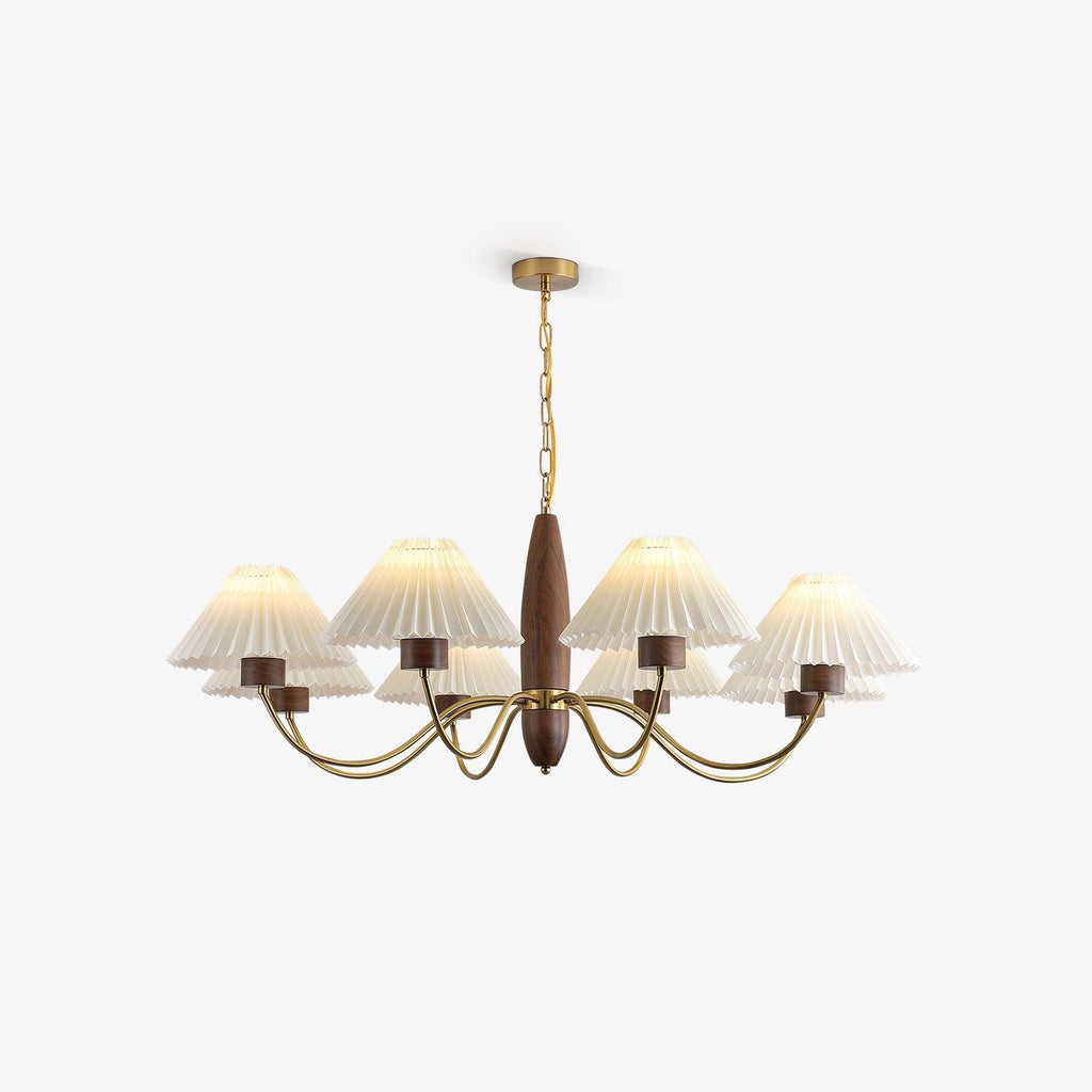 Lustra Chandelier Élégant en Noyer et Laiton - Neutralighting