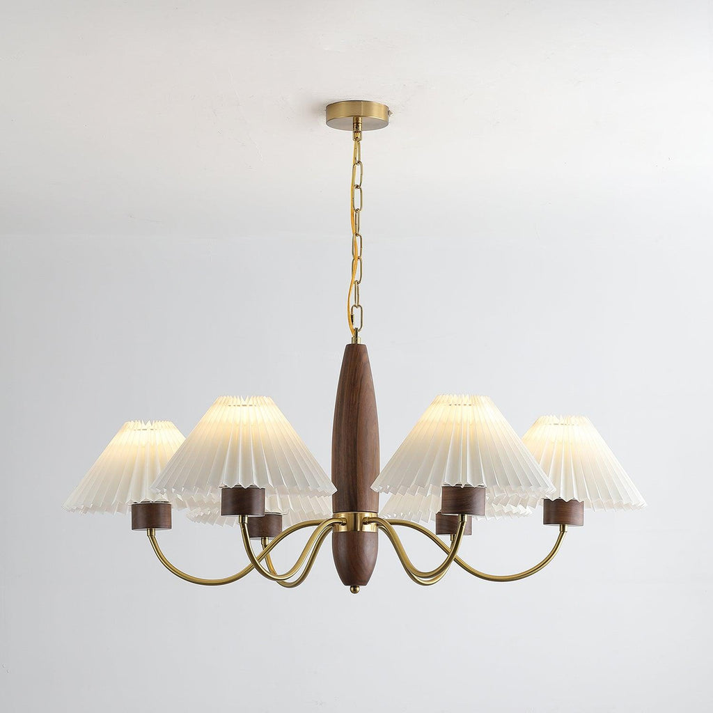 Lustra Chandelier Élégant en Noyer et Laiton - Neutralighting