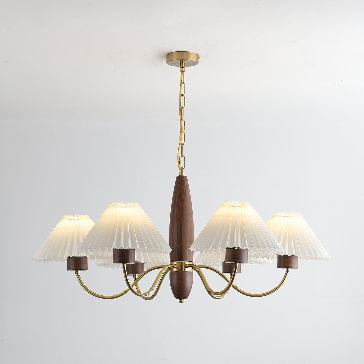Lustra Chandelier Élégant en Noyer et Laiton - Neutralighting