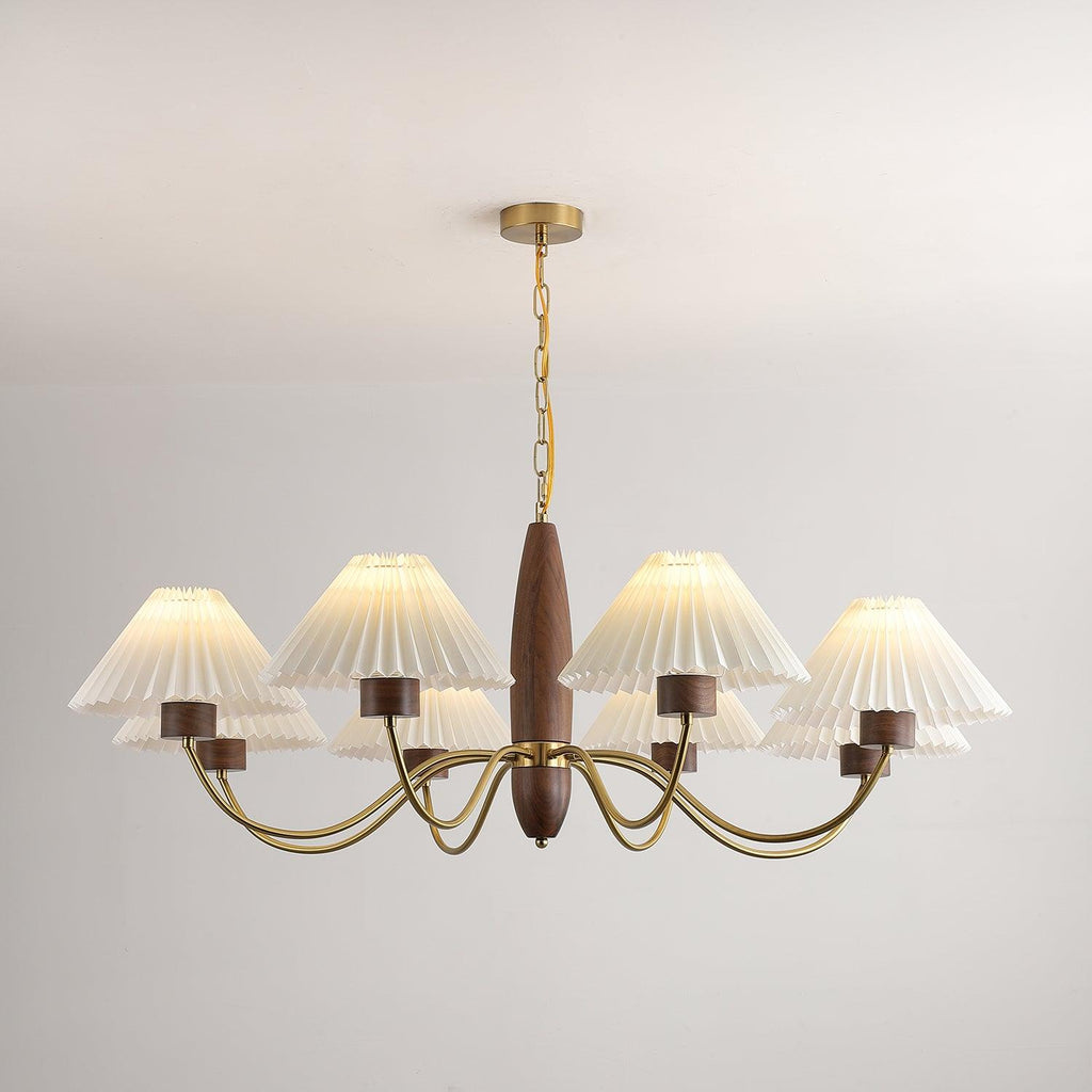 Lustra Chandelier Élégant en Noyer et Laiton - Neutralighting