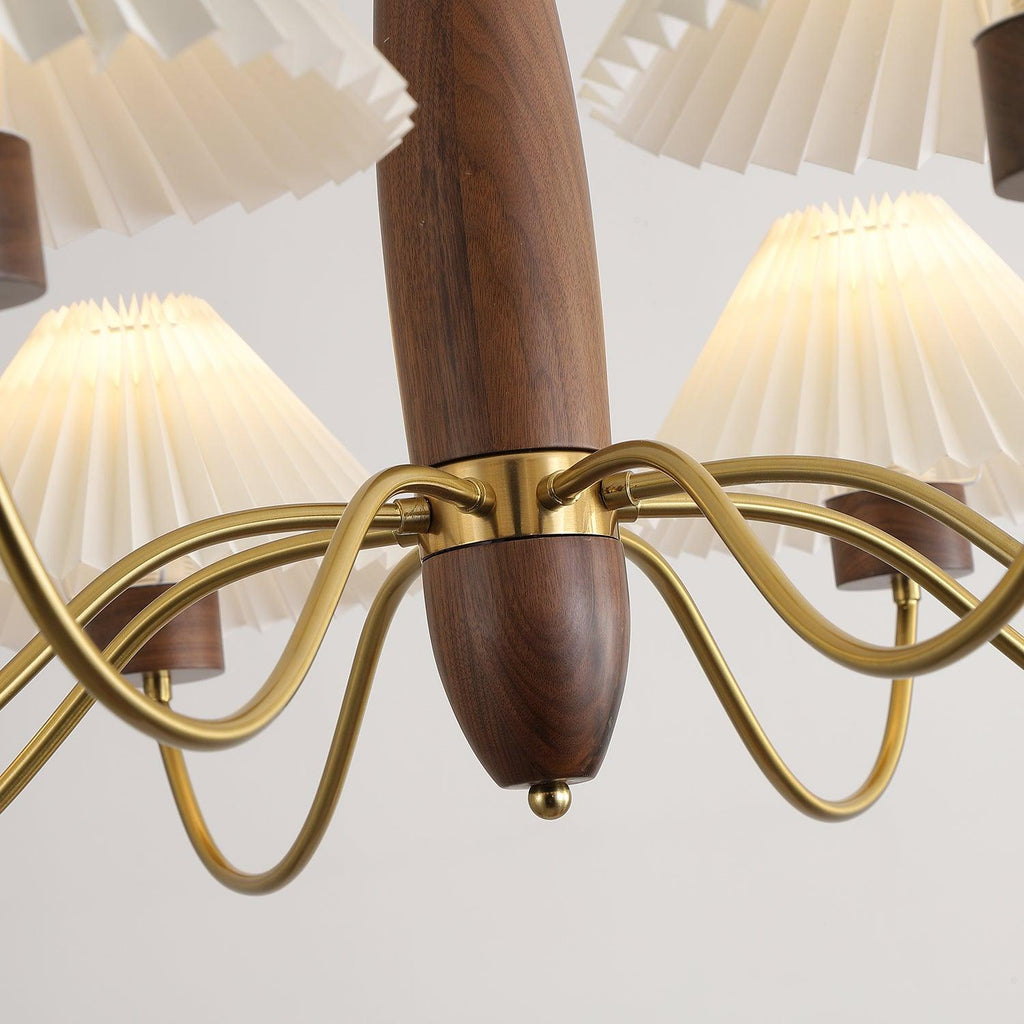 Lustra Chandelier Élégant en Noyer et Laiton - Neutralighting