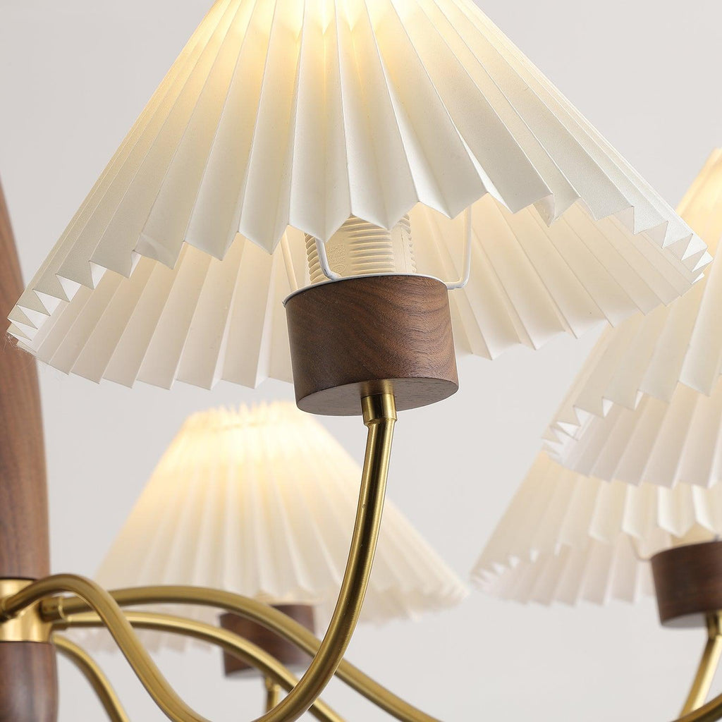 Lustra Chandelier Élégant en Noyer et Laiton - Neutralighting