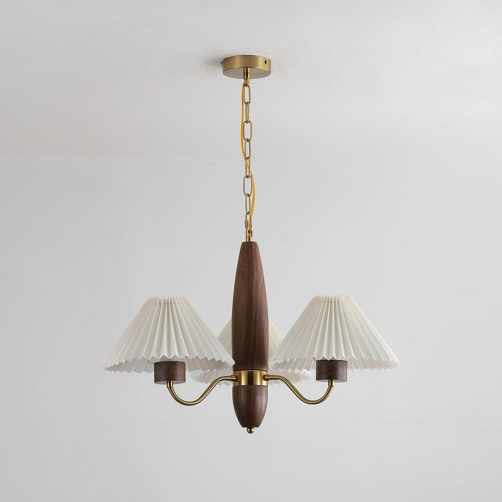 Lustra Chandelier Élégant en Noyer et Laiton - Neutralighting
