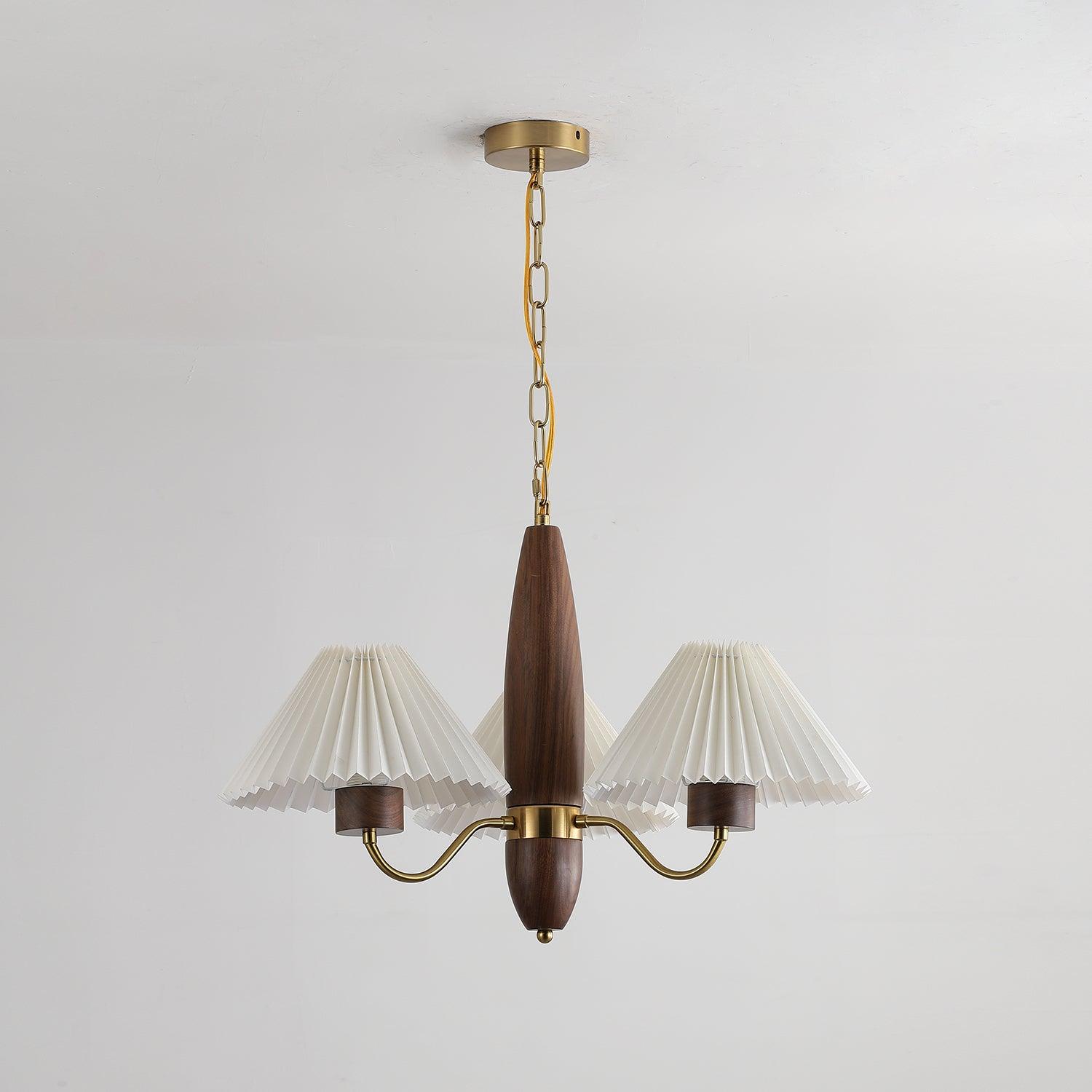 Lustra Chandelier Élégant en Noyer et Laiton - Neutralighting