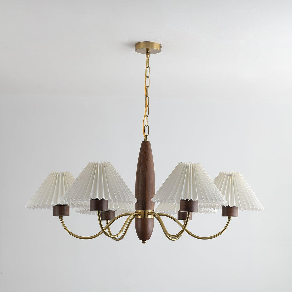 Lustra Chandelier Élégant en Noyer et Laiton - Neutralighting