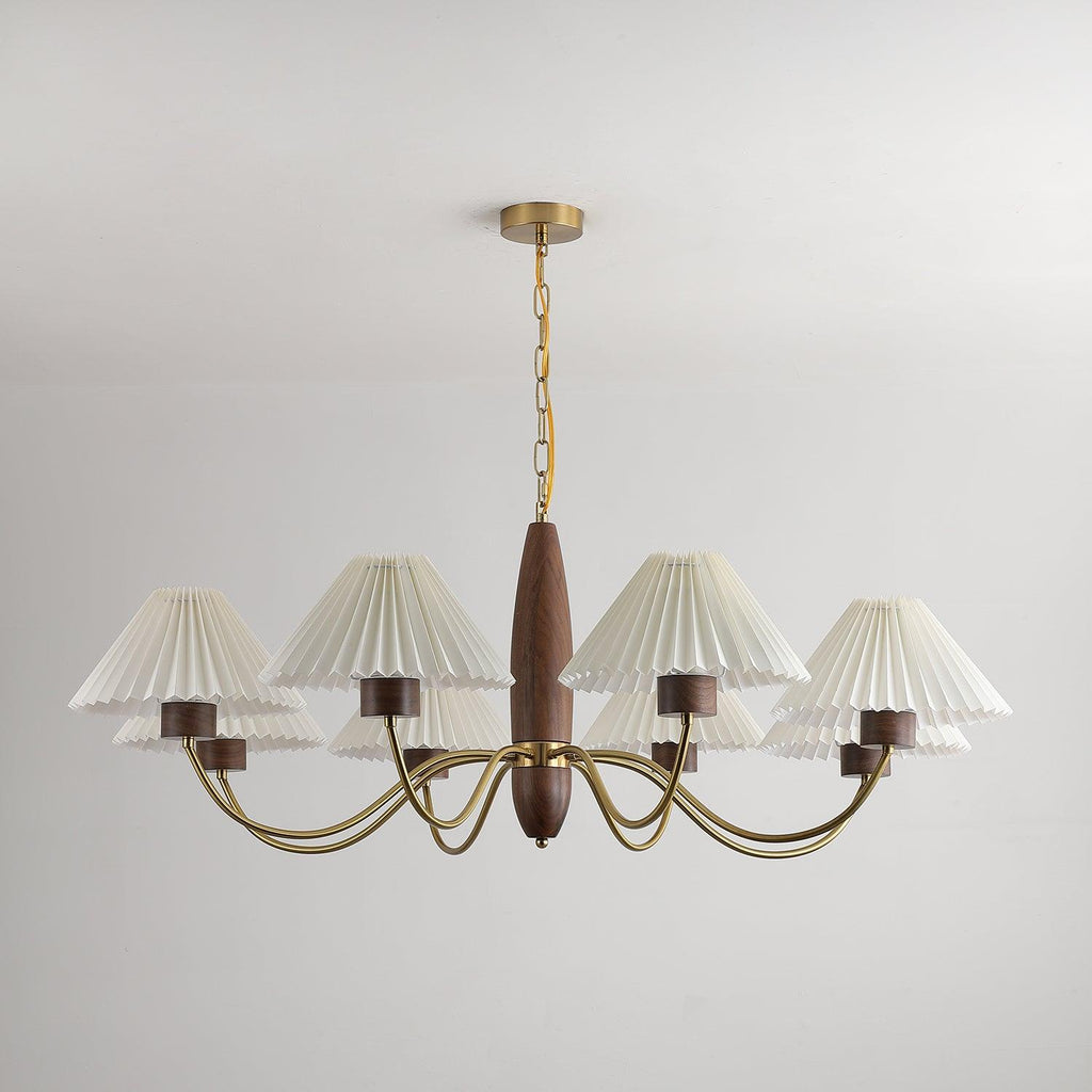 Lustra Chandelier Élégant en Noyer et Laiton - Neutralighting