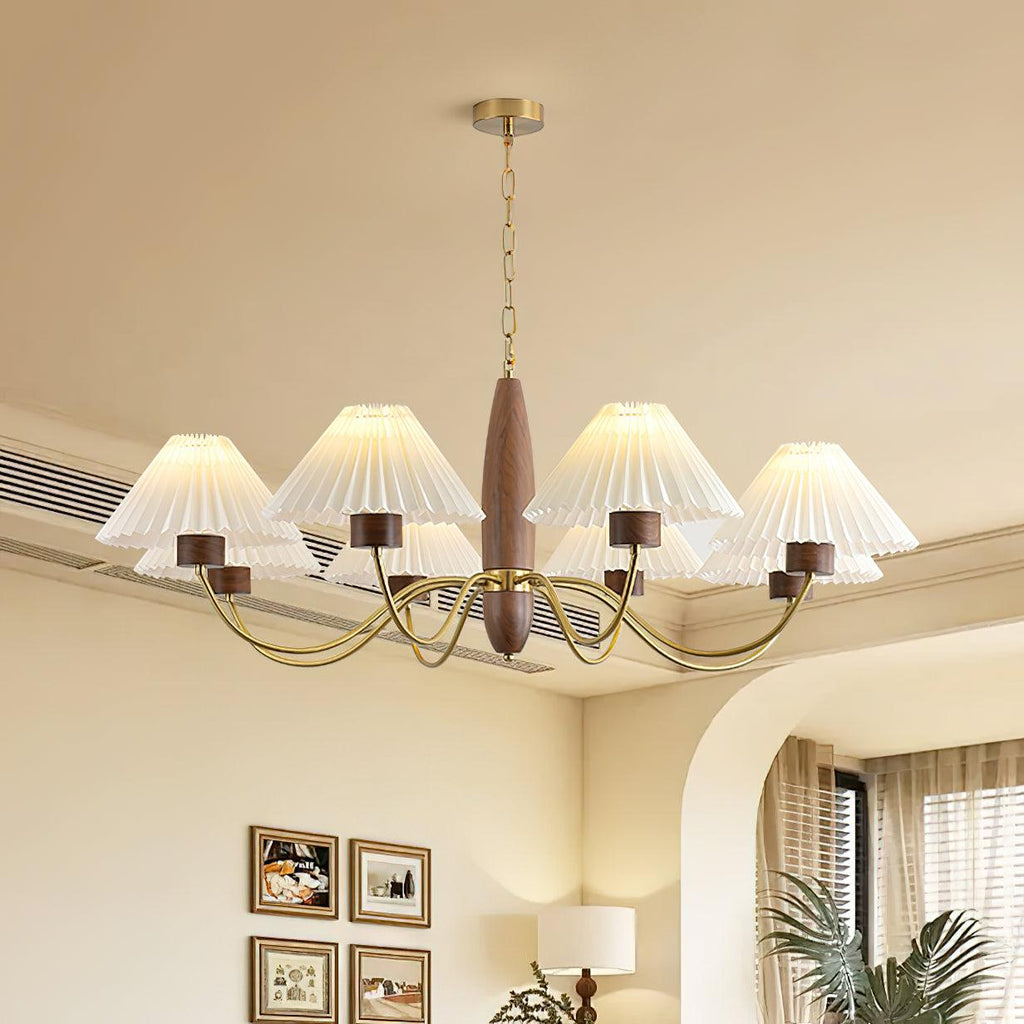 Lustra Chandelier Élégant en Noyer et Laiton - Neutralighting